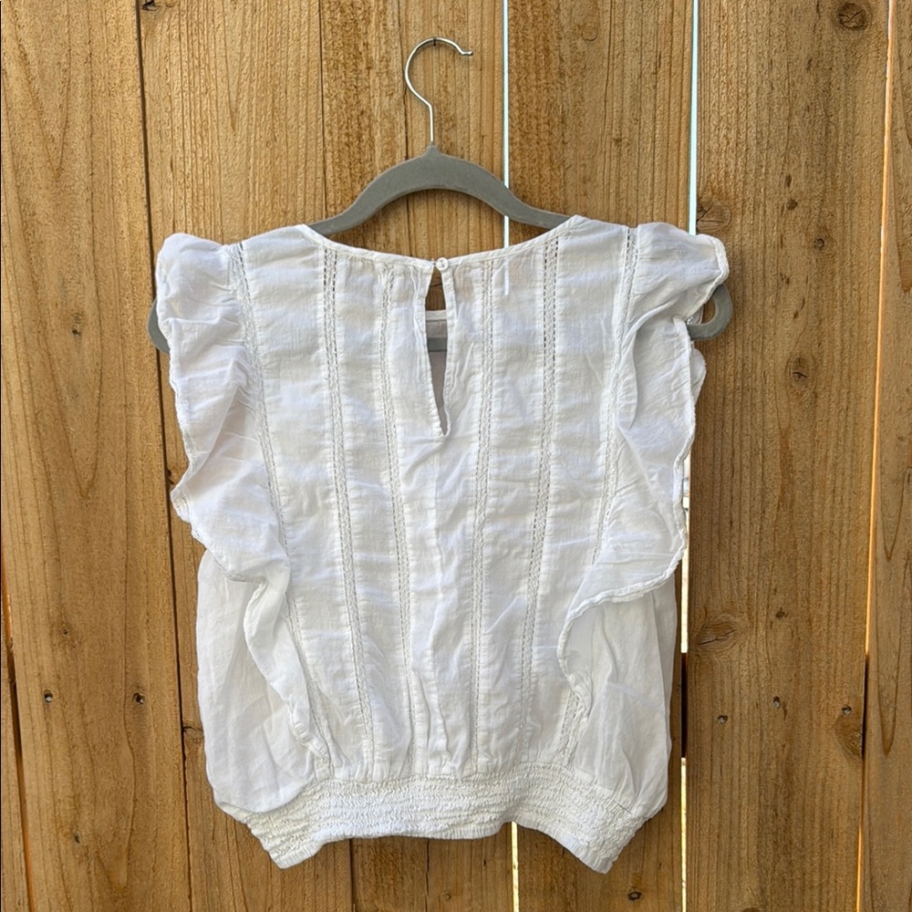 Elan White Sleeveless Ruffled Smocked Blouse - Picture 6 of 14
